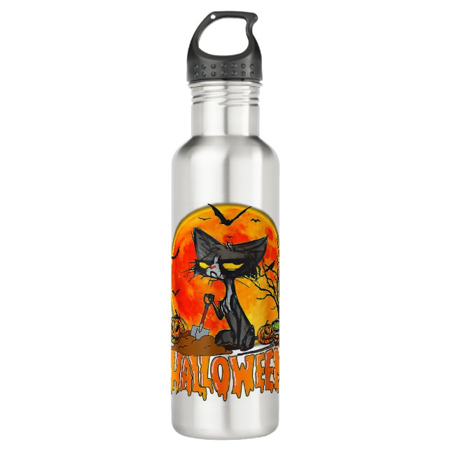 Garrafa Gato Preto Na Pumpkin, Figurino De Lua Cheia (Frente)