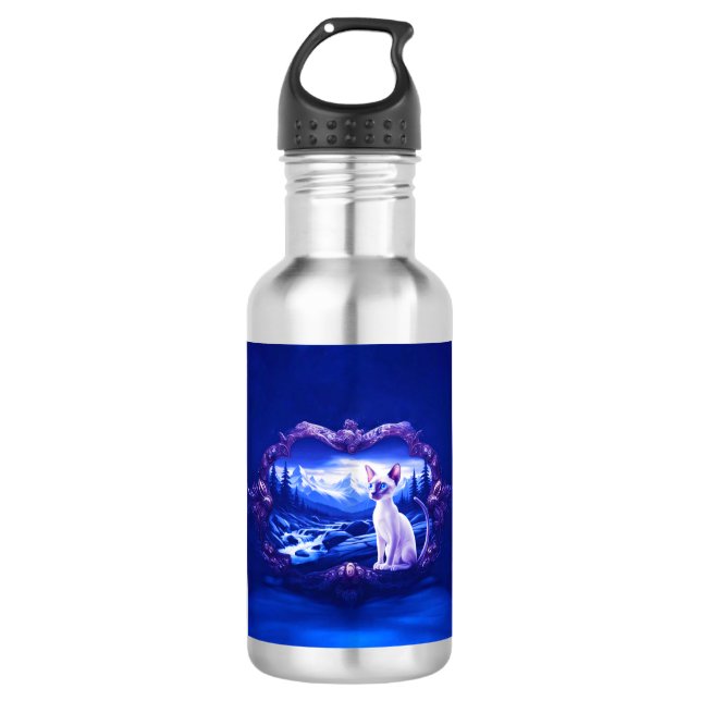 Garrafa Gato Siamês Em Quadro Cênico (Frente)