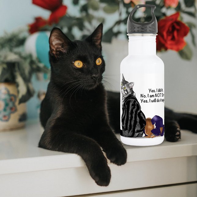 Garrafa Gato Tabby Desafiador Sem Remorso Divertido (Criador carregado)