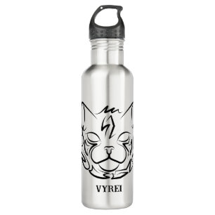 Garrafa Gato Tribal Negro e Branco