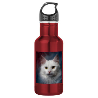 Garrafa Gato Turco Angora Branco Vermelho Azul