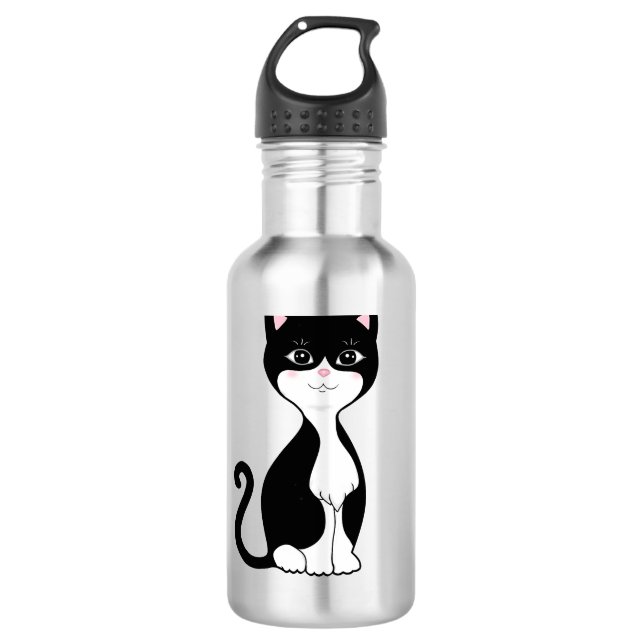 Garrafa Gato Tuxedo Fofo e Feliz (Frente)