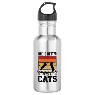 Garrafa Gatos Antigos Citação Design Retro pôr do sol Aman