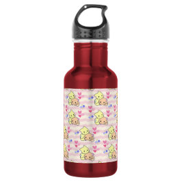 Garrafa Gatos Fofos Kawaii Rosa Pastel Aço Inoxidável Wa