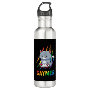 Garrafa Gaymer LGBT Gato Pride Gato Arco-Íris Vídeo Jogo A