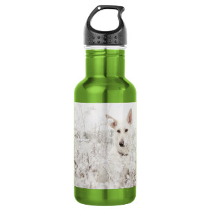 Garrafa German shepherd branco na neve