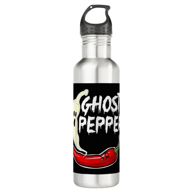 Garrafa Ghost Pepper Funny Spicy Hot Halloween Peppe (Frente)