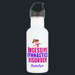 Garrafa Ginástica Engraçada<br><div class="desc">Ginástica Obsessiva Desordem garrafa d'água personalizada com o nome do seu pequeno ginasta em rosa. Um presente de ginástica engraçado para uma mãe ou uma garota que ama ginástica. Possui uma garota fofa em um leotard rosa.</div>