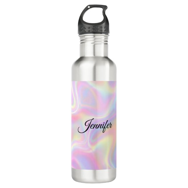 Garrafa Girly Vibrant Pastel Holographic Swirl Design      (Frente)