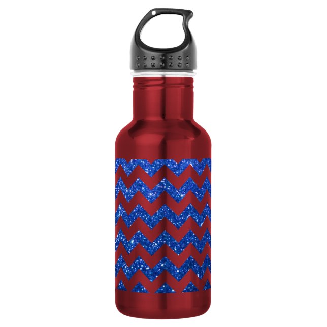Garrafa Glitter Chevron Azul (Frente)
