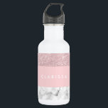 Garrafa Glitter ouro de rosa cinza elegante e mármore bran<br><div class="desc">Na moda e elegante brilho rosa de ouro geométrico,  mármore branco e bloco cor rosa.</div>