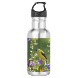 Garrafa Goldfinch em uma Flor Harebell