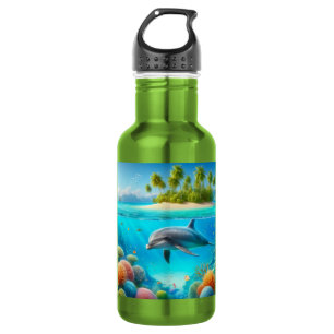 Garrafa Golfinhos submarinos coloridos tropicais/havaianos