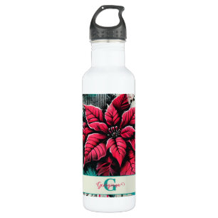 Garrafa Grafite Grungy Poinsettia Floral Personalizado