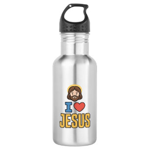 Garrafa Grático Cristão Eu Amo Jesus Vintage