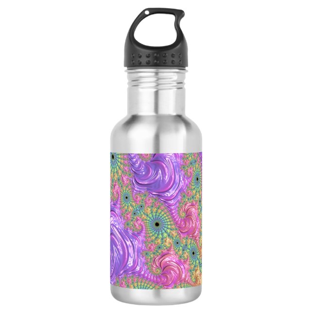Garrafa Groovy Trippy Boho Tom Janela Fractal Arco-íris (Frente)