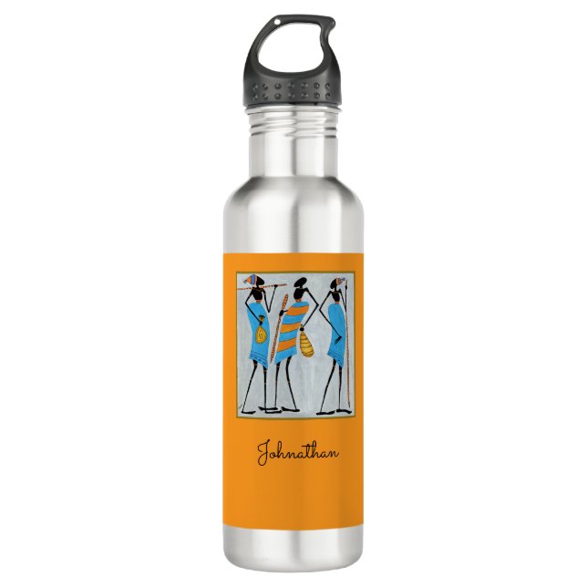 Garrafa Guerreiros Maasai, Quênia, Arte Africana (Frente)