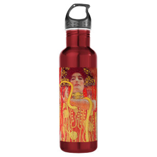 Garrafa Gustav Klimt Red Woman Dourada pintura Cobra