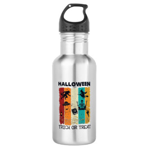 Garrafa Halloween Doces ou Travessuras Lobisomem Bruxa Esq