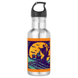 Garrafa Halloween - Estilo de recorte de madeira 2