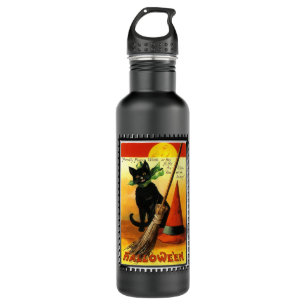 Garrafa Halloween Gatinho Sentando Bruxas Hat