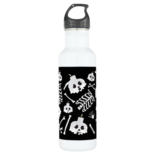 Garrafa Halloween Skeleton Skull Bones (Frente)