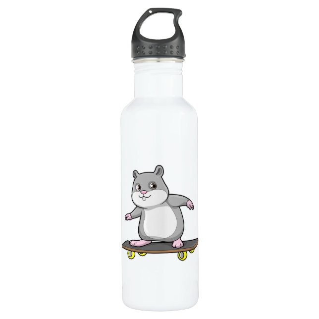 Garrafa Hamster como Patinador com skate (Frente)