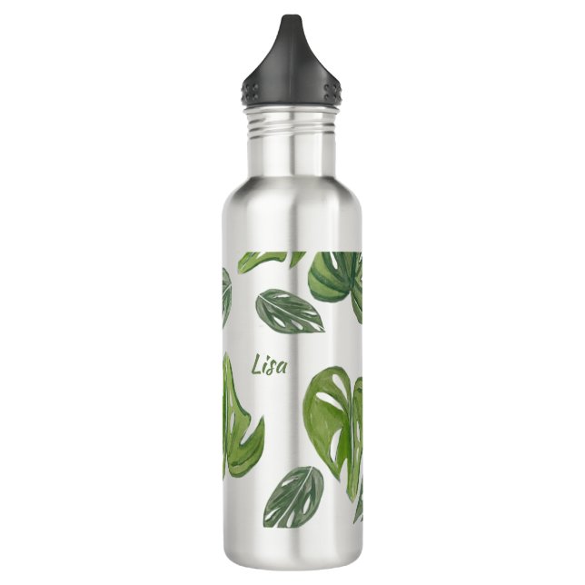 Garrafa Hand Watercolor Monstera Adansonii Leaf (Esquerda)