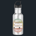 Garrafa Happy Camper Rainbow RV Sunset Motorhome RV<br><div class="desc">Feliz Campers! Bata na estrada com uma garrafa de água doce com um camper retrô vintage. Personalize-o adicionando seu próprio texto. Procure mais no meu compro!</div>