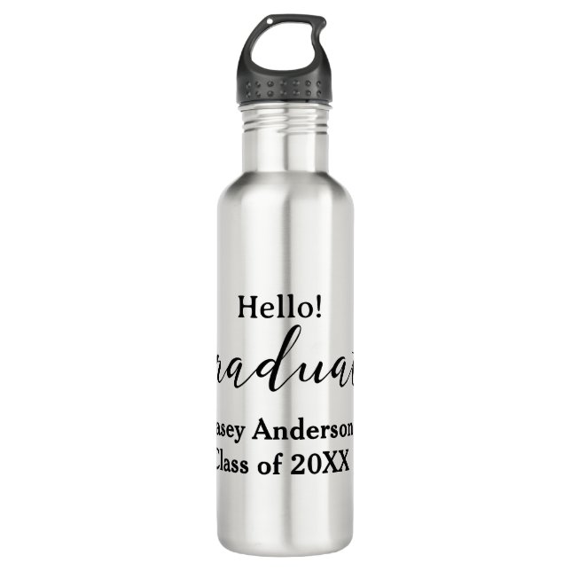 Garrafa Hello graduate class of 20XX name congrats stylish (Frente)