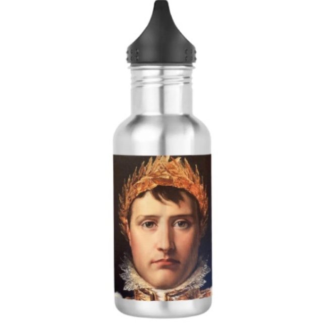 Garrafa Herói Coroado com Coroa de Louros de Napoleão  (Napoleon’s Portrait Water Bottle – 18 oz 18/8 stainless steel Height: 8.67" Weight: 8.7 oz. )