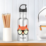 Garrafa Hipster Vermelho Fox Stainless Steel Water Botle<br><div class="desc">Design personalizada com ilustração Adorável da raposa do hipster.</div>