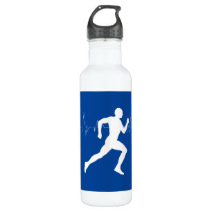 Garrafa Homem Runners Silhouette em Fundo Azul
