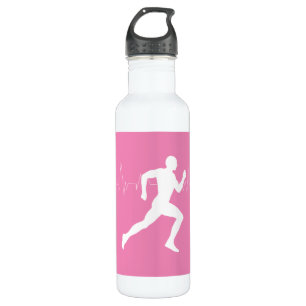 Garrafa Homem Runners Silhouette em Fundo Rosa
