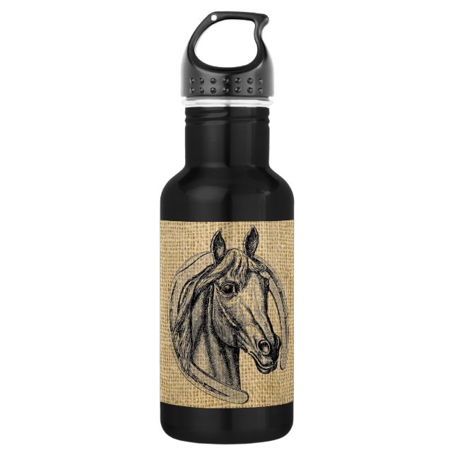 Garrafa Horse Cameo em Burlap (Frente)