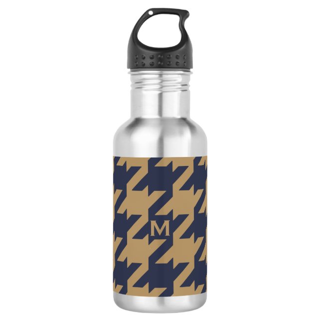 Garrafa Houndstooth moderno corajoso do marrom do marinho (Frente)