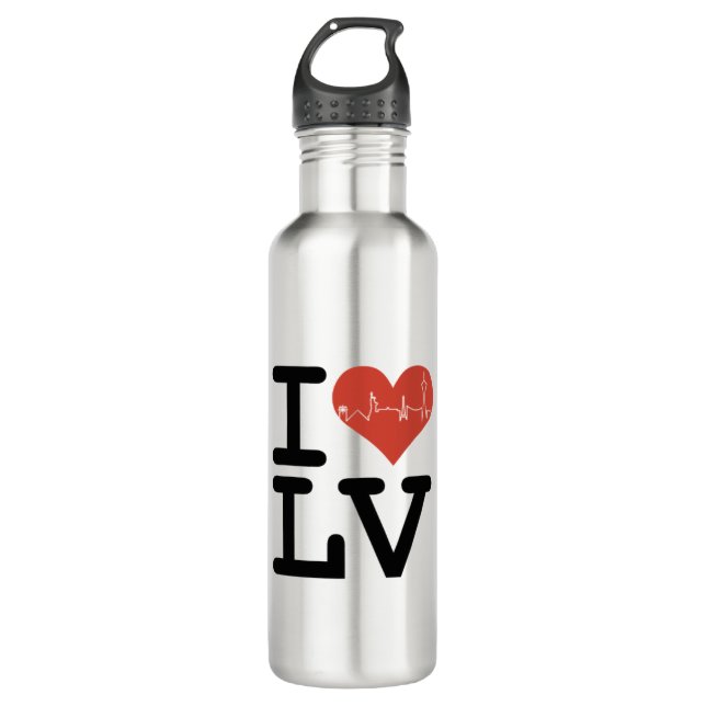 GARRAFA I LOVE LV HEARTBEAT SKYLINE (Frente)