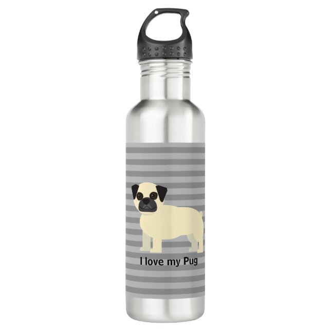 Garrafa I love my Pug Gray Lined (Frente)