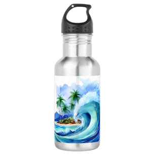 Garrafa Ilha Kai Aloha Onda Aquarela