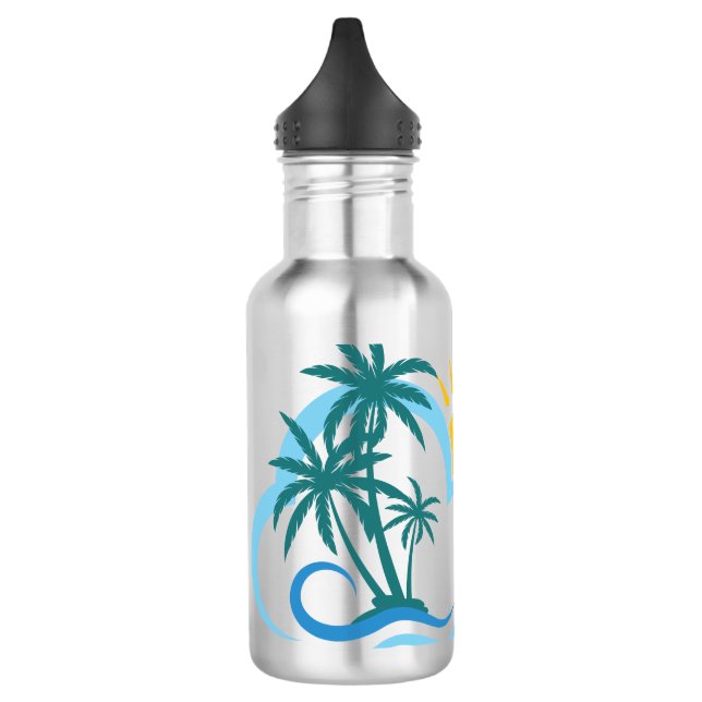Garrafa Ilhas Tropicais de Nome e Texto Personalizado (Esquerda)