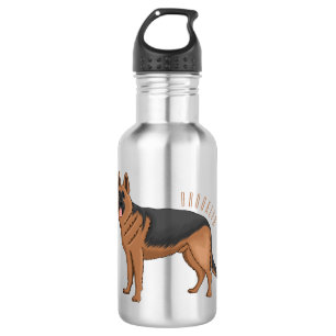 Garrafa ilustração de desenho animado de cão german shephe