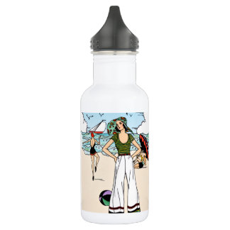 Garrafa Ilustração de Praia Art Déco Vintage dos Anos 20 C