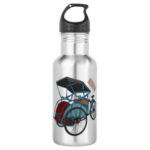 Garrafa Ilustração do desenho do rickshaw Ciclo