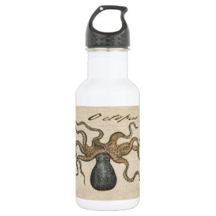 Garrafa Ilustração Octopus Vintage Kraken