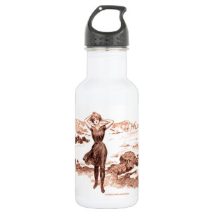 Garrafa Ilustração Vintage Gibson Girl Praia Sereia Banhis