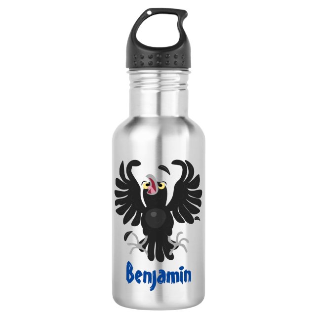 Garrafa Imagem de desenho animado de corvo maluco (Frente)