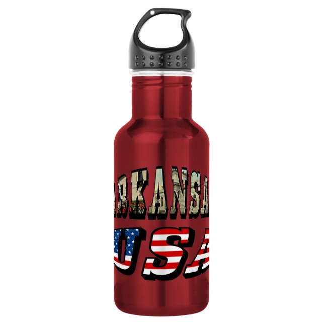 Garrafa Imagem do Arkansas e texto da bandeira dos EUA (Frente)