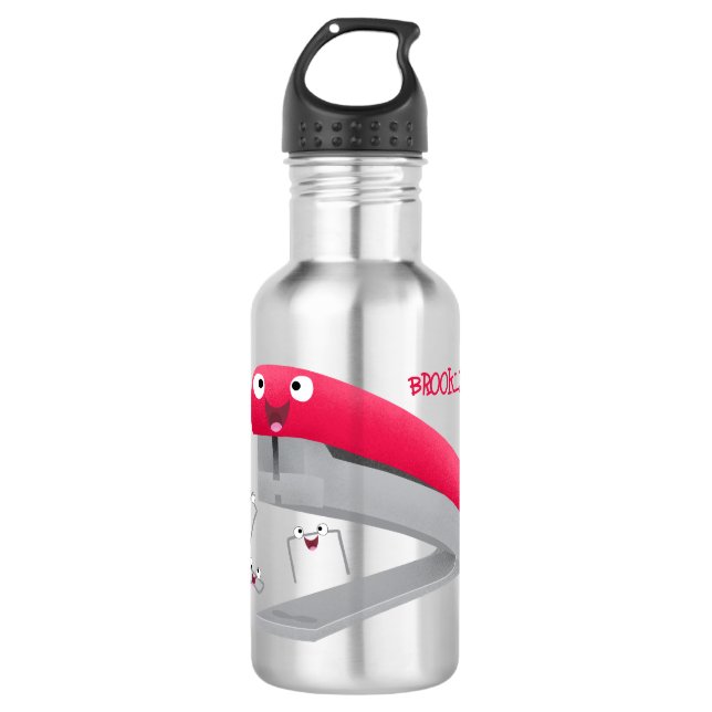 Garrafa Imagem do desenho animado vermelho-feliz grampeado (Frente)