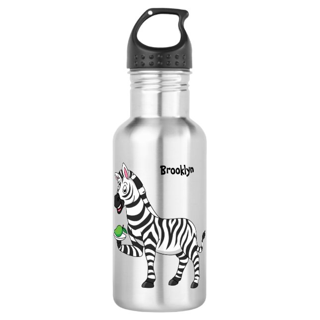 Garrafa Imagem engraçada de desenho animado zebra (Frente)