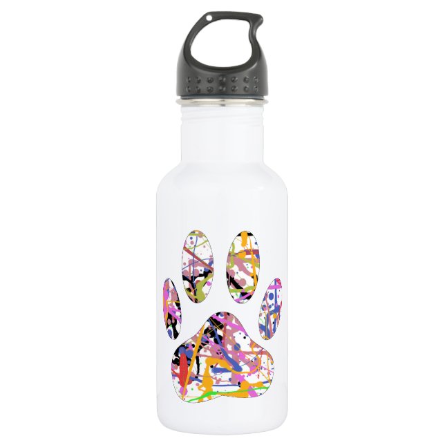 Garrafa Impressão de Paint Splatter Dog Paw (Frente)